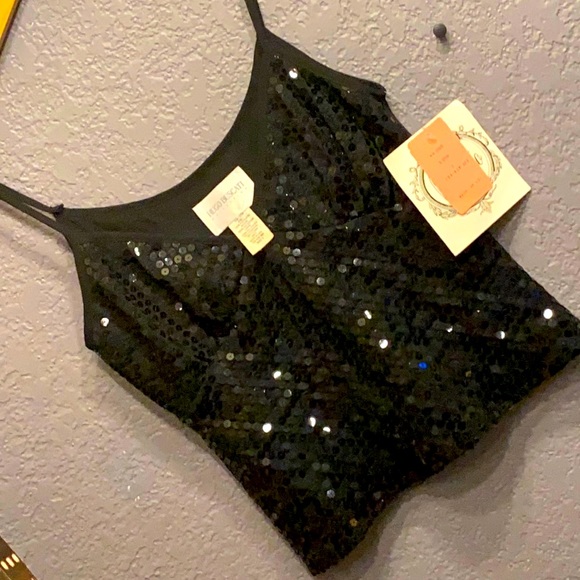 Hugo Buscati Tops - S - HUGO BUSCATI - NWT - sequin black crop tank